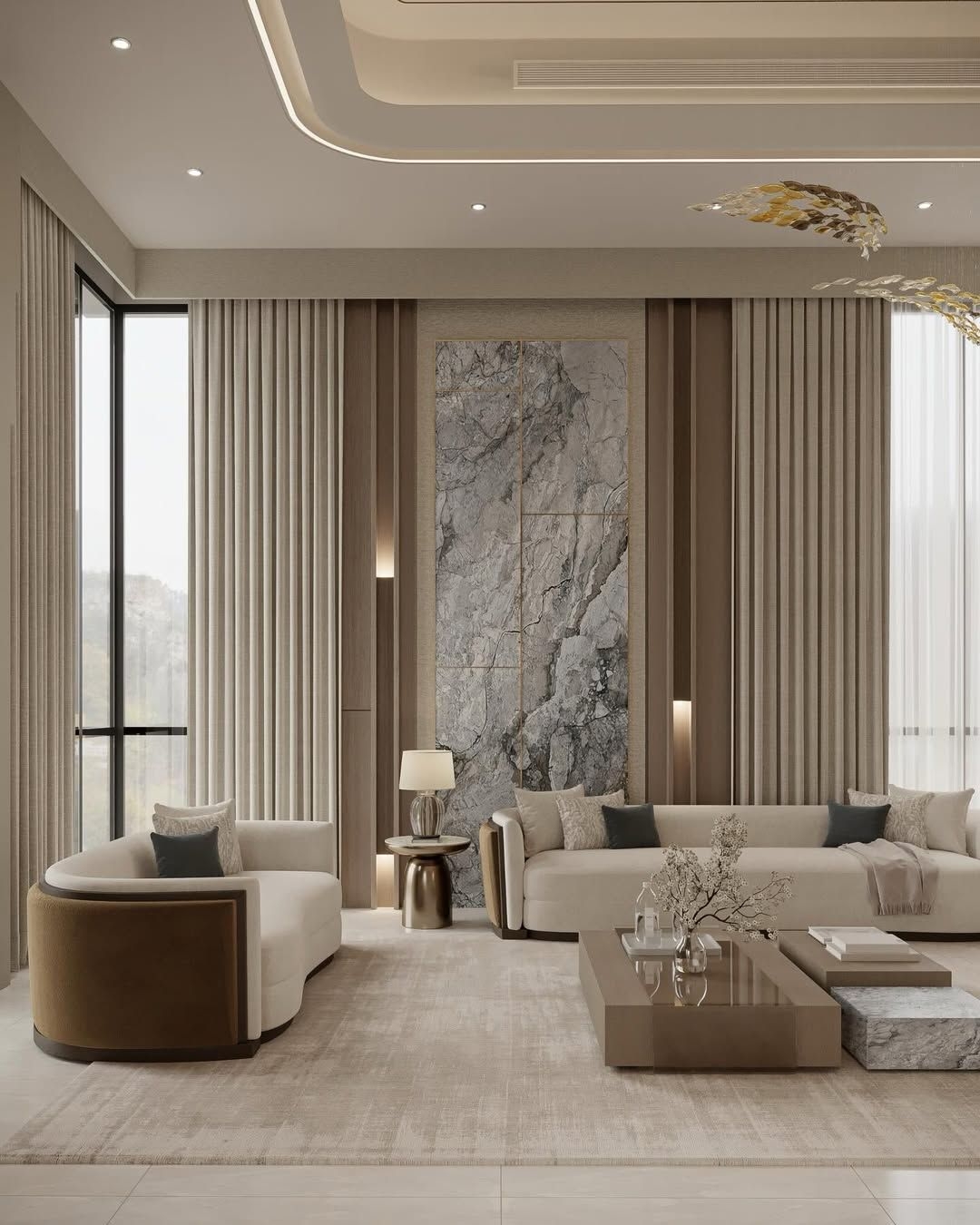 Ultra luxe living room & dining room design