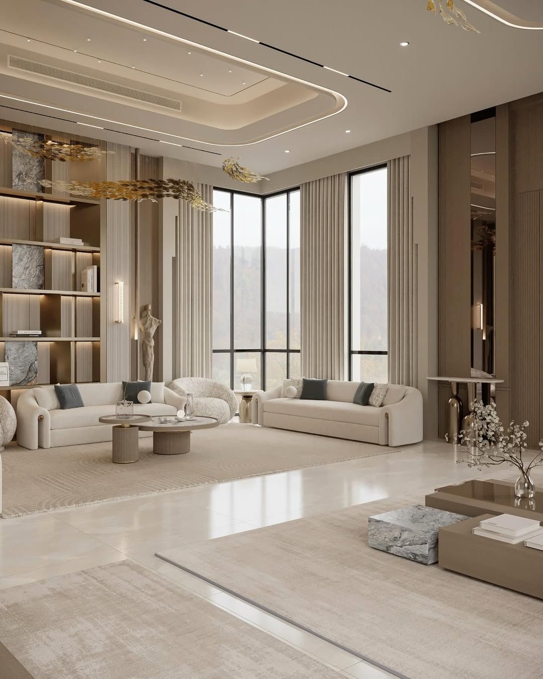 Ultra luxe living room & dining room design