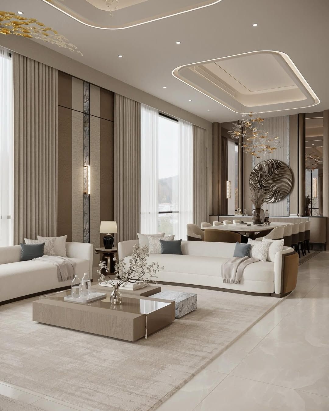 Ultra luxe living room & dining room design