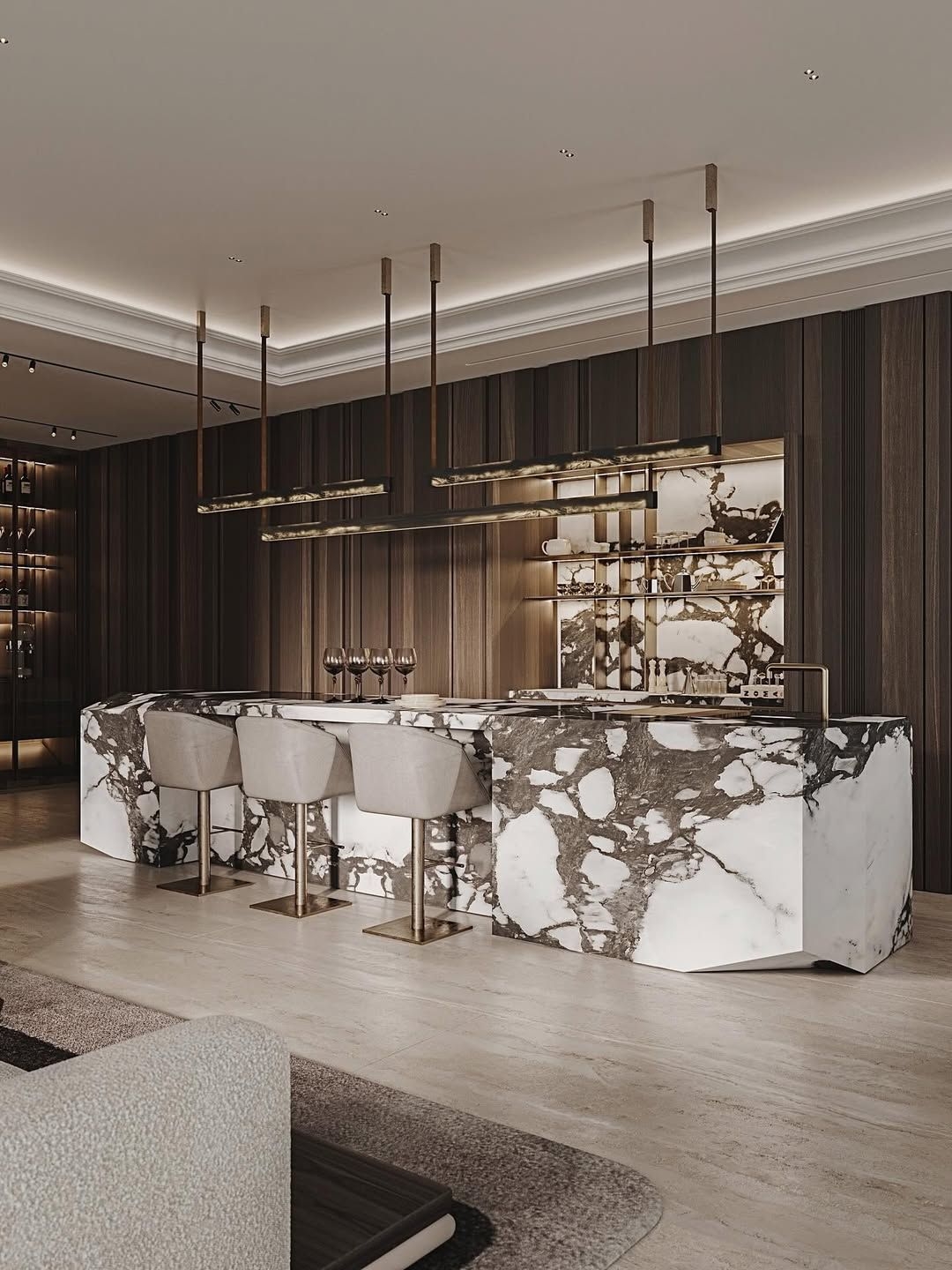 Ultra luxe open kitchen design