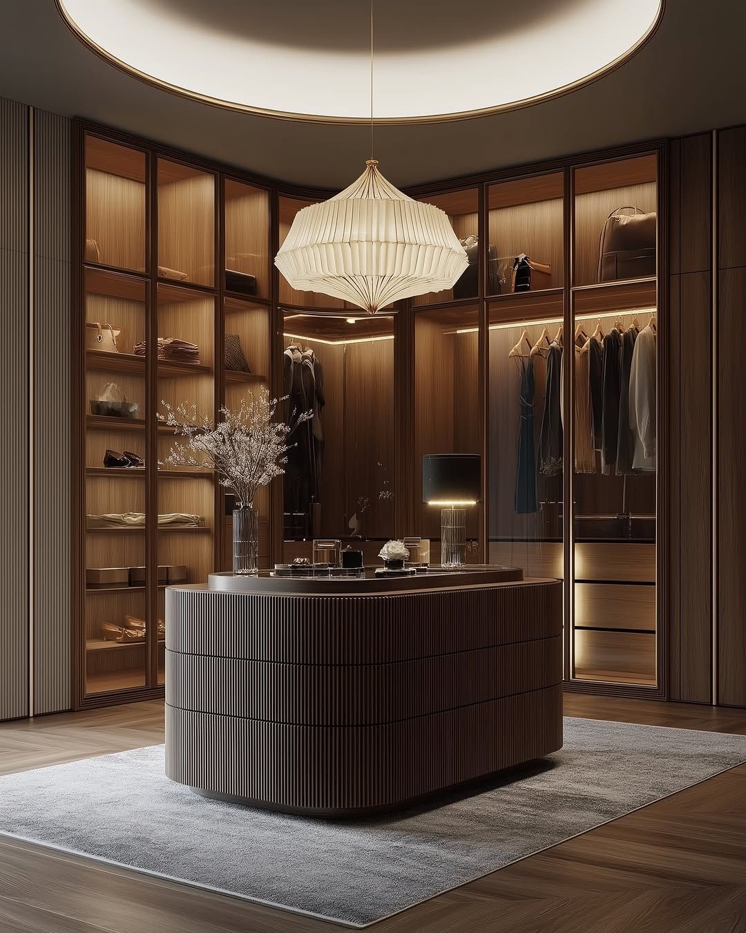 Stylish luxurious walk in wardrobe