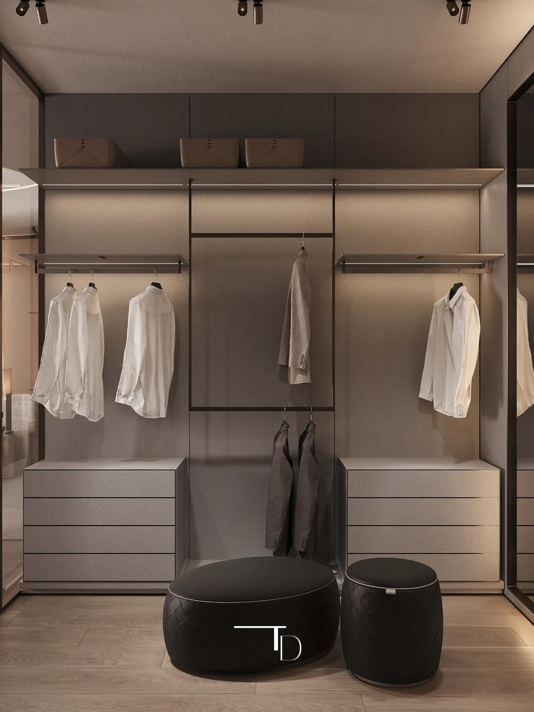 Stylish walk in wardrobe design
