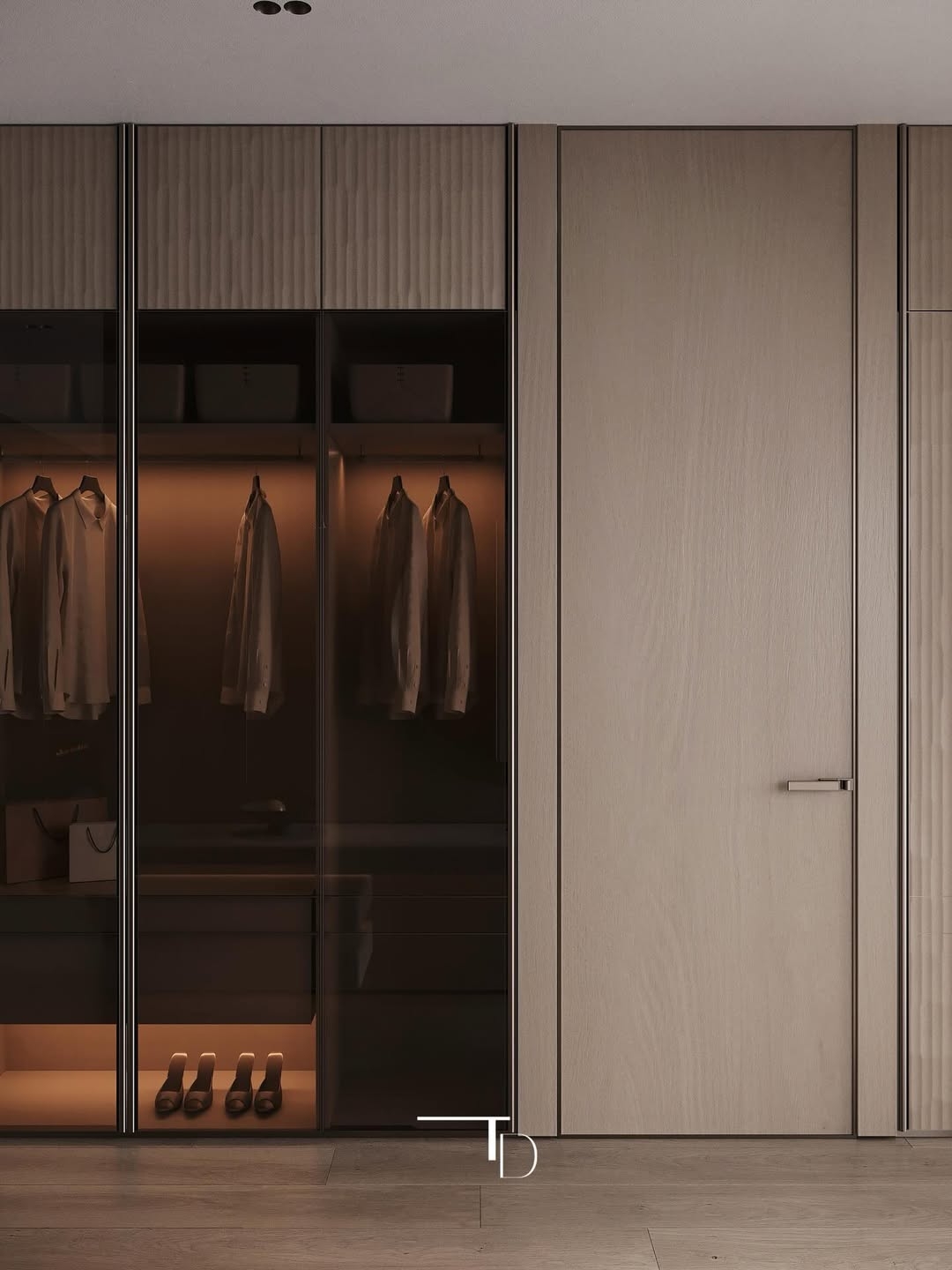 Stylish walk in wardrobe design