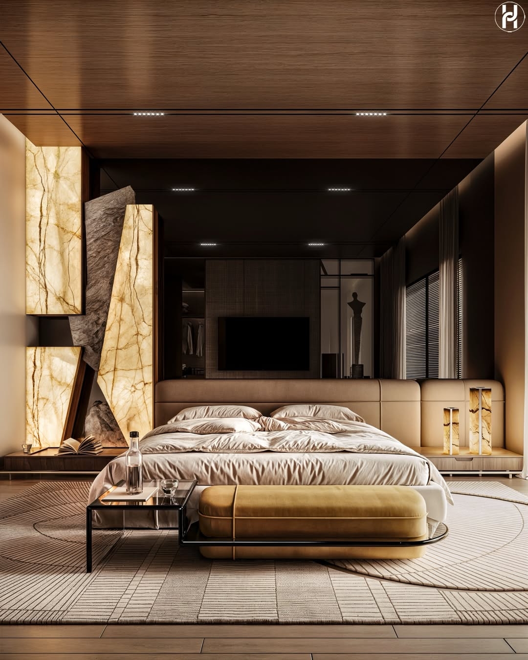 Luxurious bedroom and walk in wardrobe