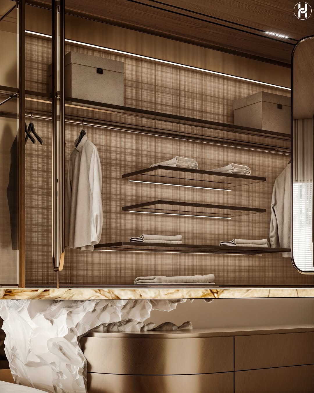 Luxurious bedroom and walk in wardrobe