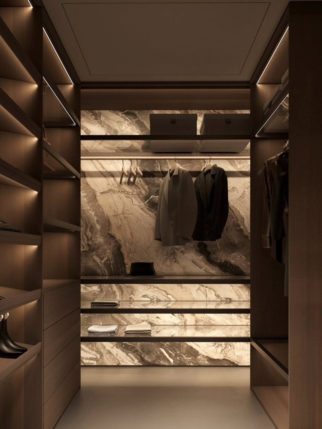 Stylish walk in wardrobe design