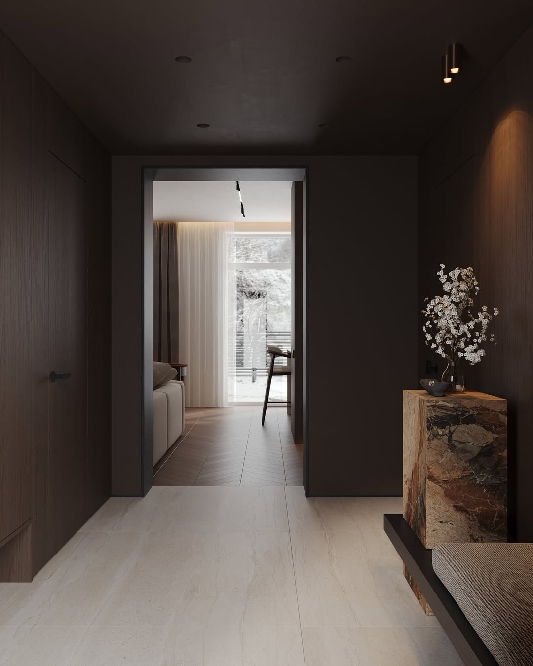 Stylish, sophisticated carpentry for entryway