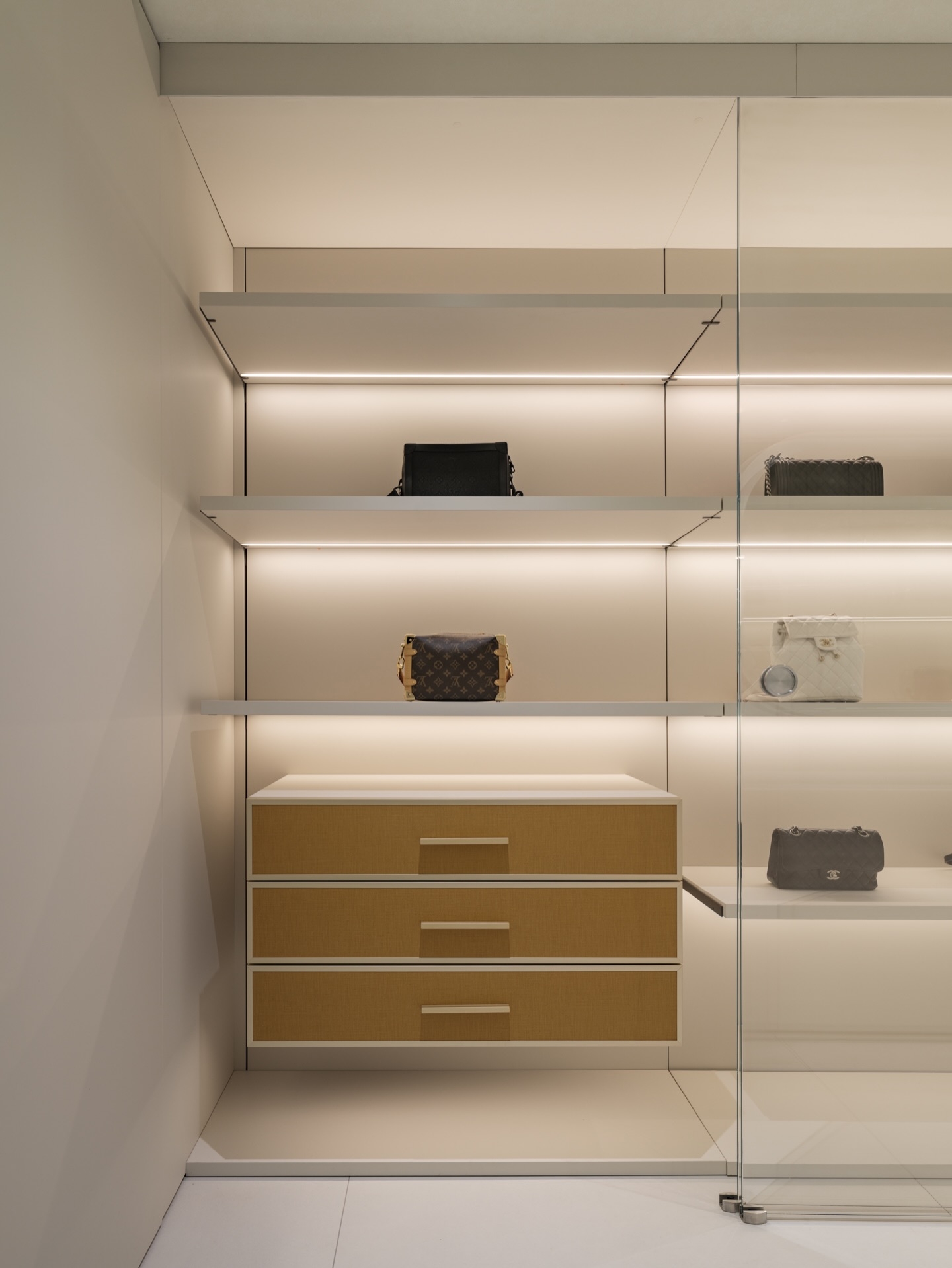 Ultra stylish and sophisticated walk in wardrobe design