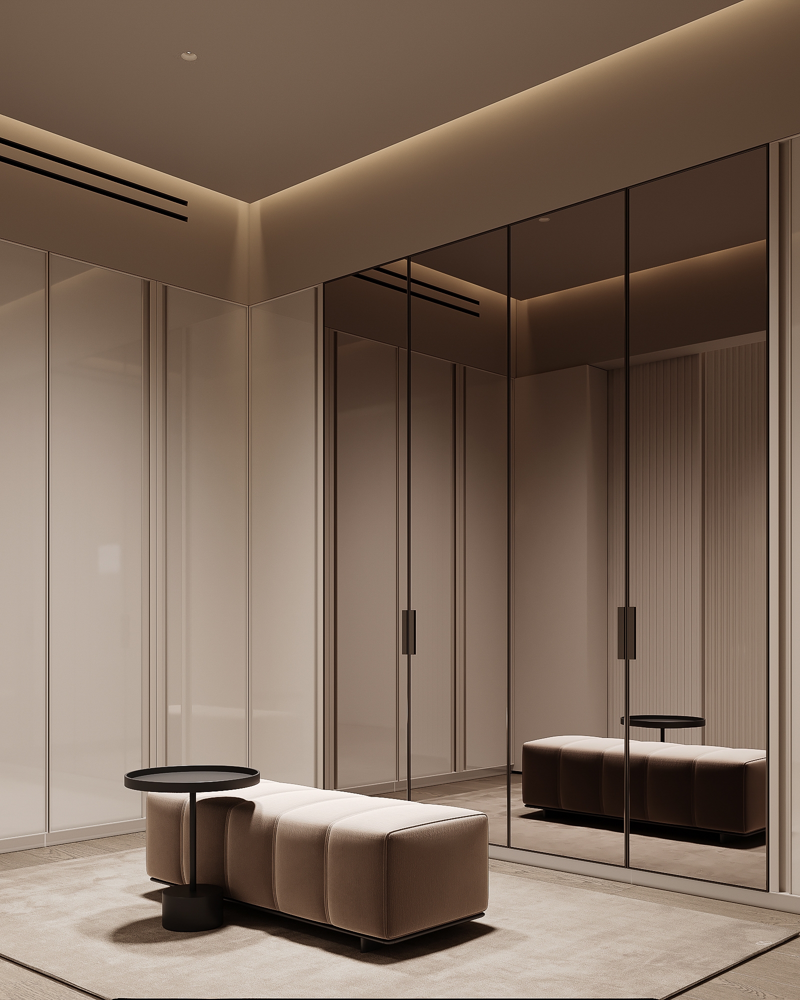 Modern luxury walk in wardrobe design