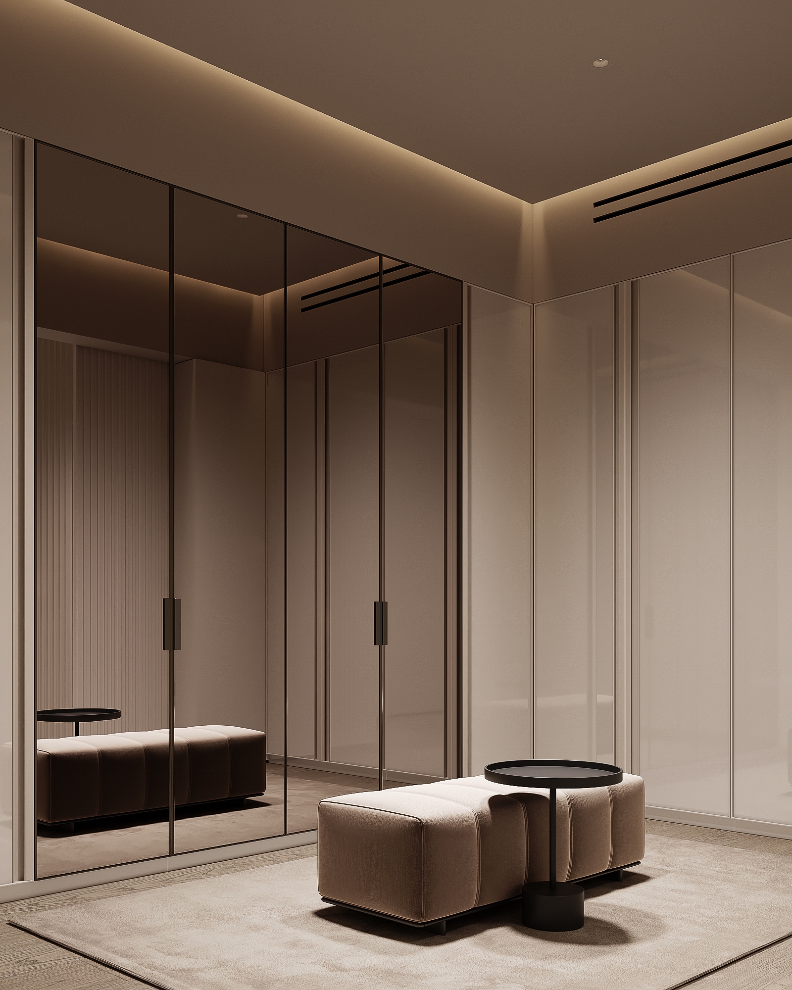Modern luxury walk in wardrobe design