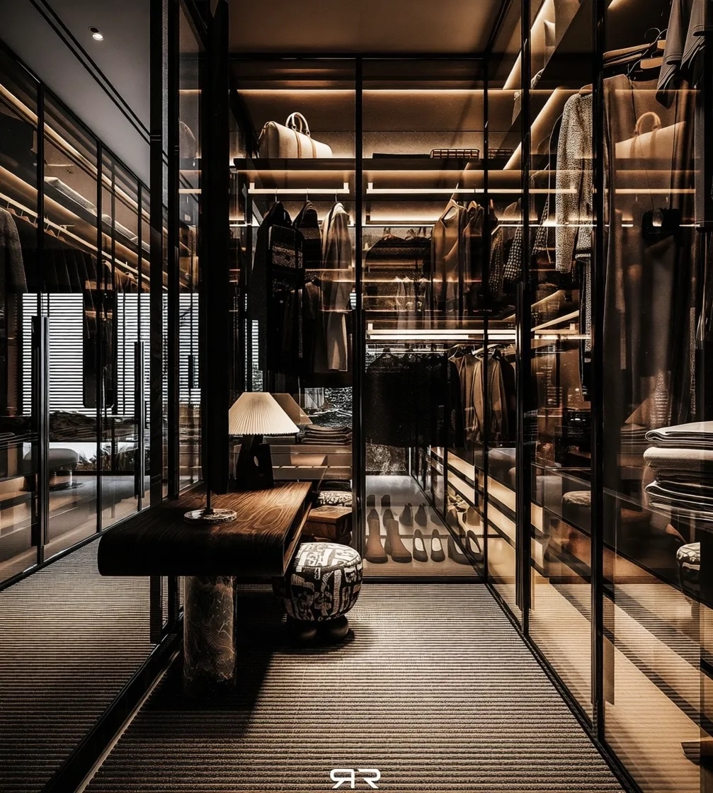 Ultra luxurious walk in wardrobe design