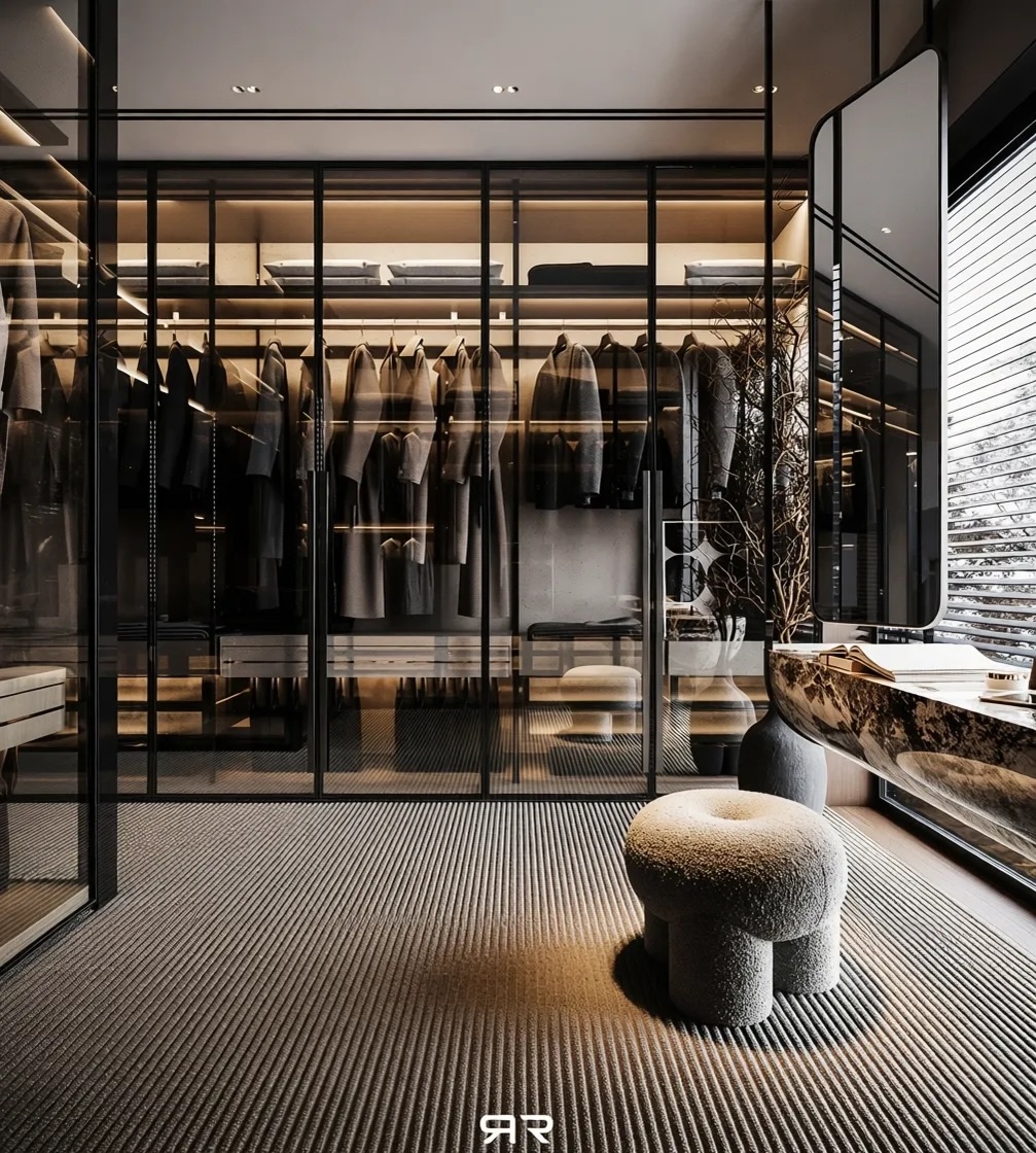 Ultra luxurious walk in wardrobe design