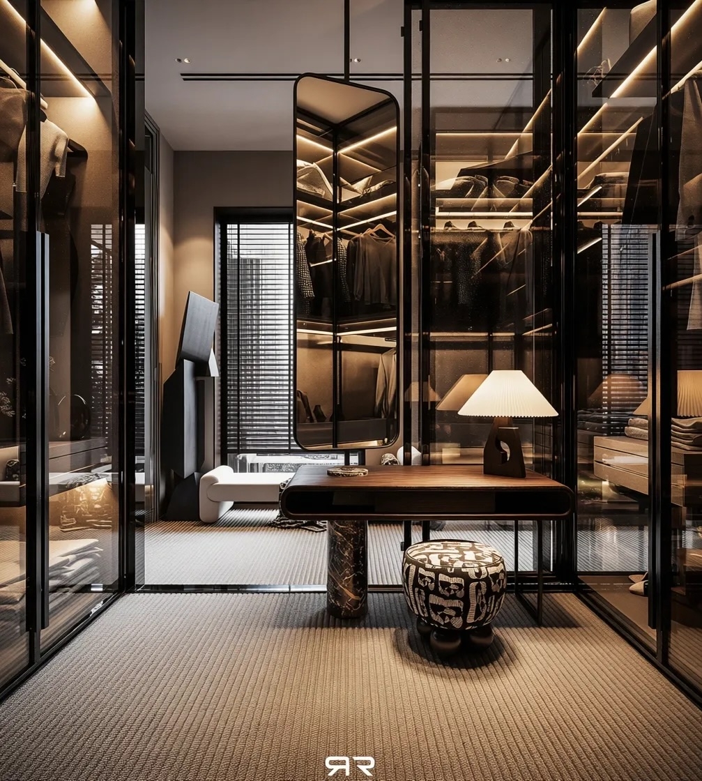 Ultra luxurious walk in wardrobe design