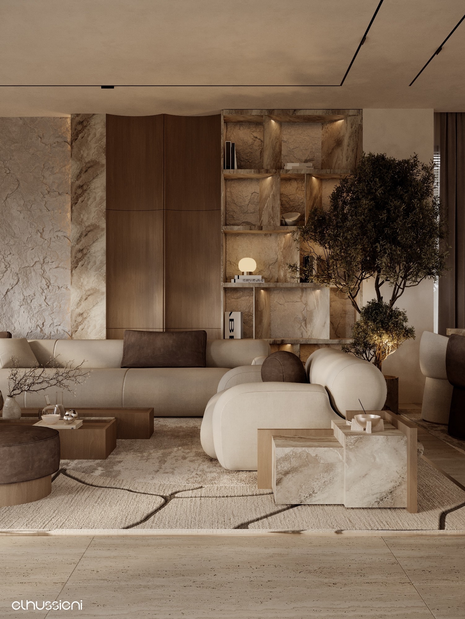 Luxurious living room and dining room design