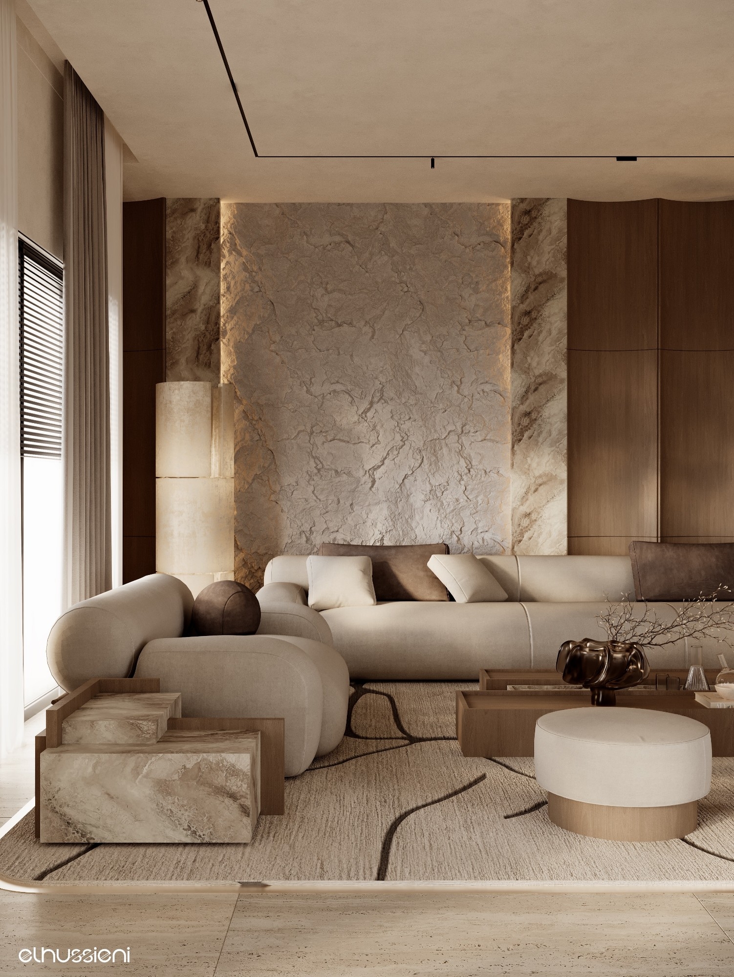 Luxurious living room and dining room design