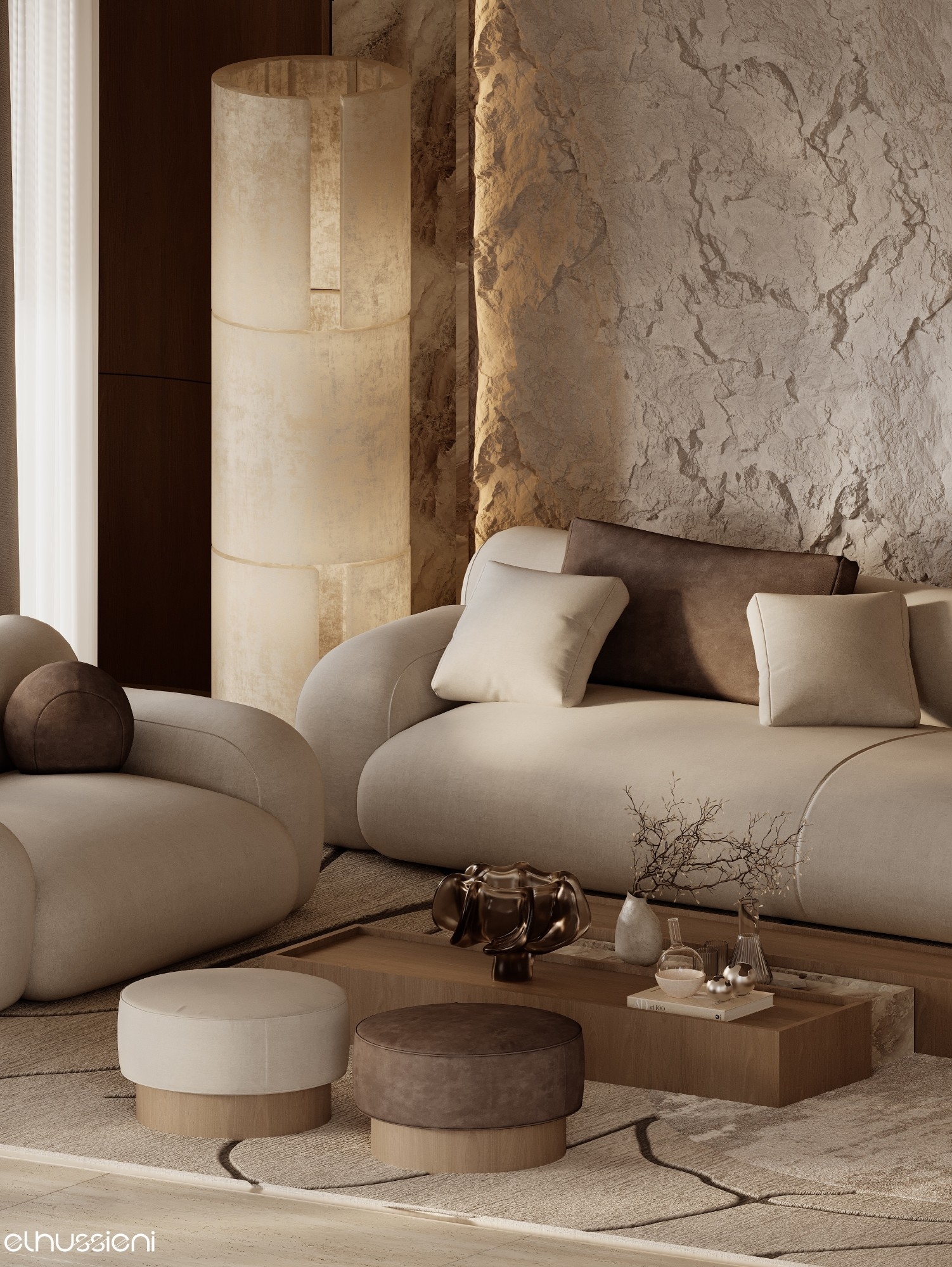 Luxurious living room and dining room design