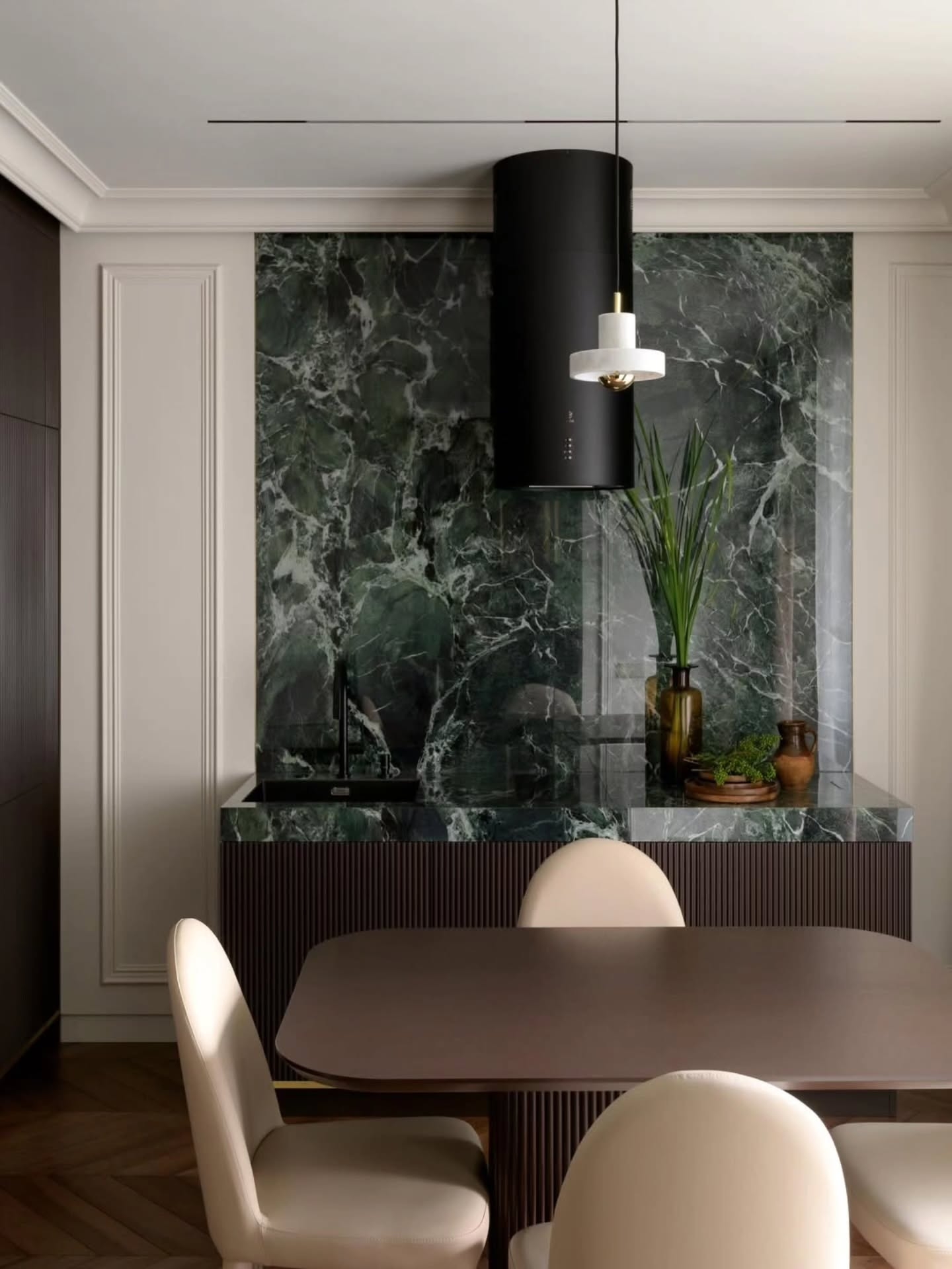 Ultra luxurious green marble niche
