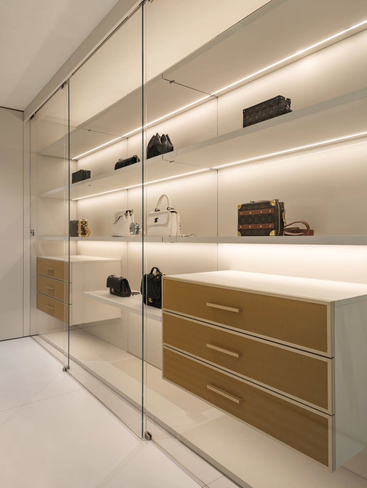 Sophisticated, luxury walk in wardrobe