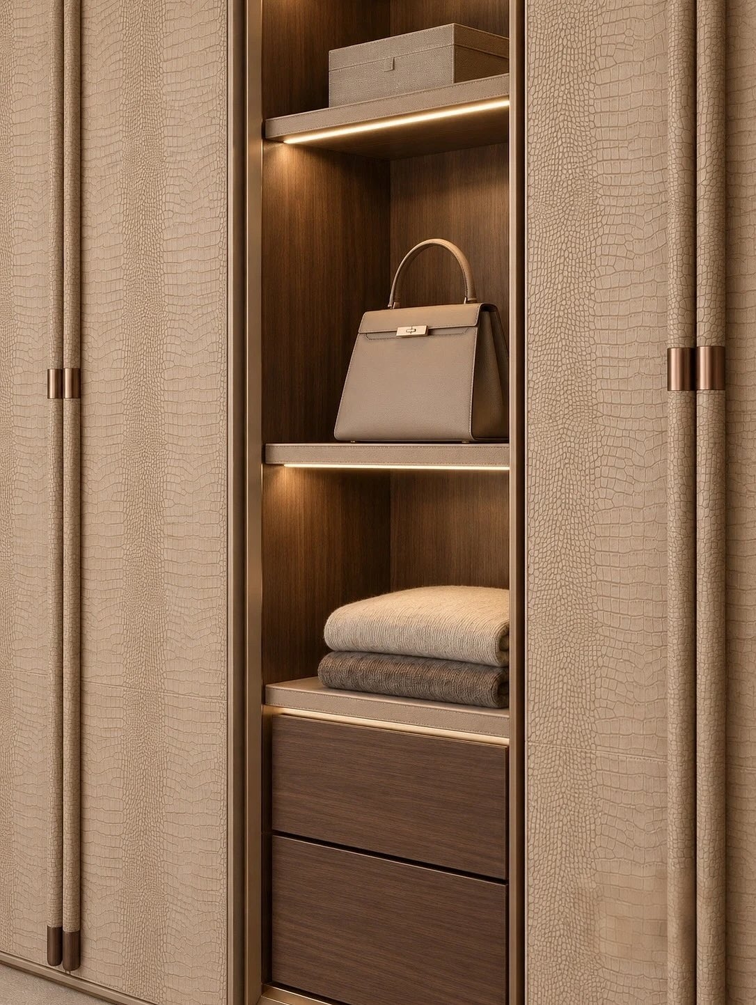 Ultra luxurious bespoke walk in wardrobe