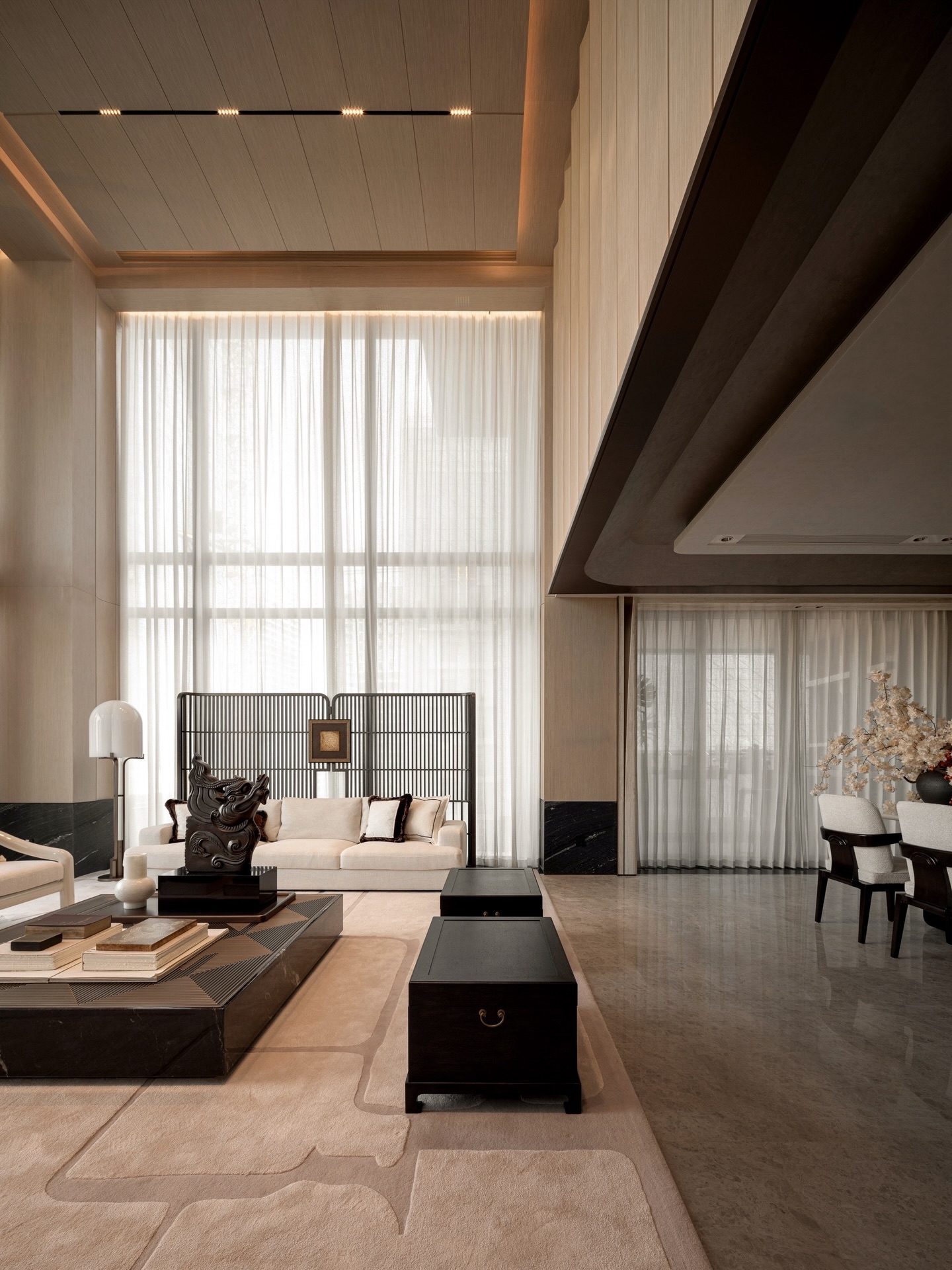 Ultra-luxury-home-interior-featuring-a-high-ceiling.