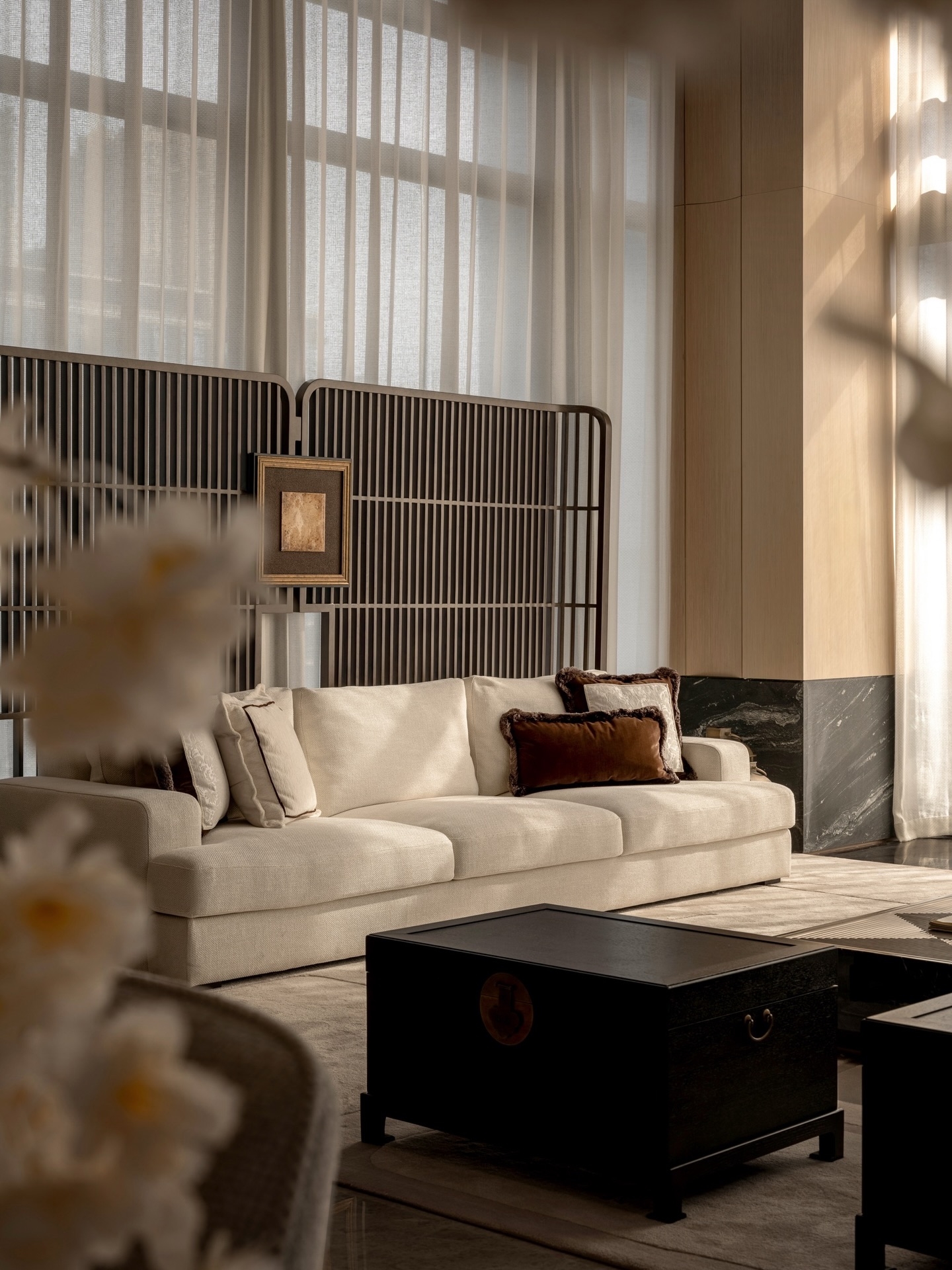 Ultra luxury home interior featuring a high ceiling.