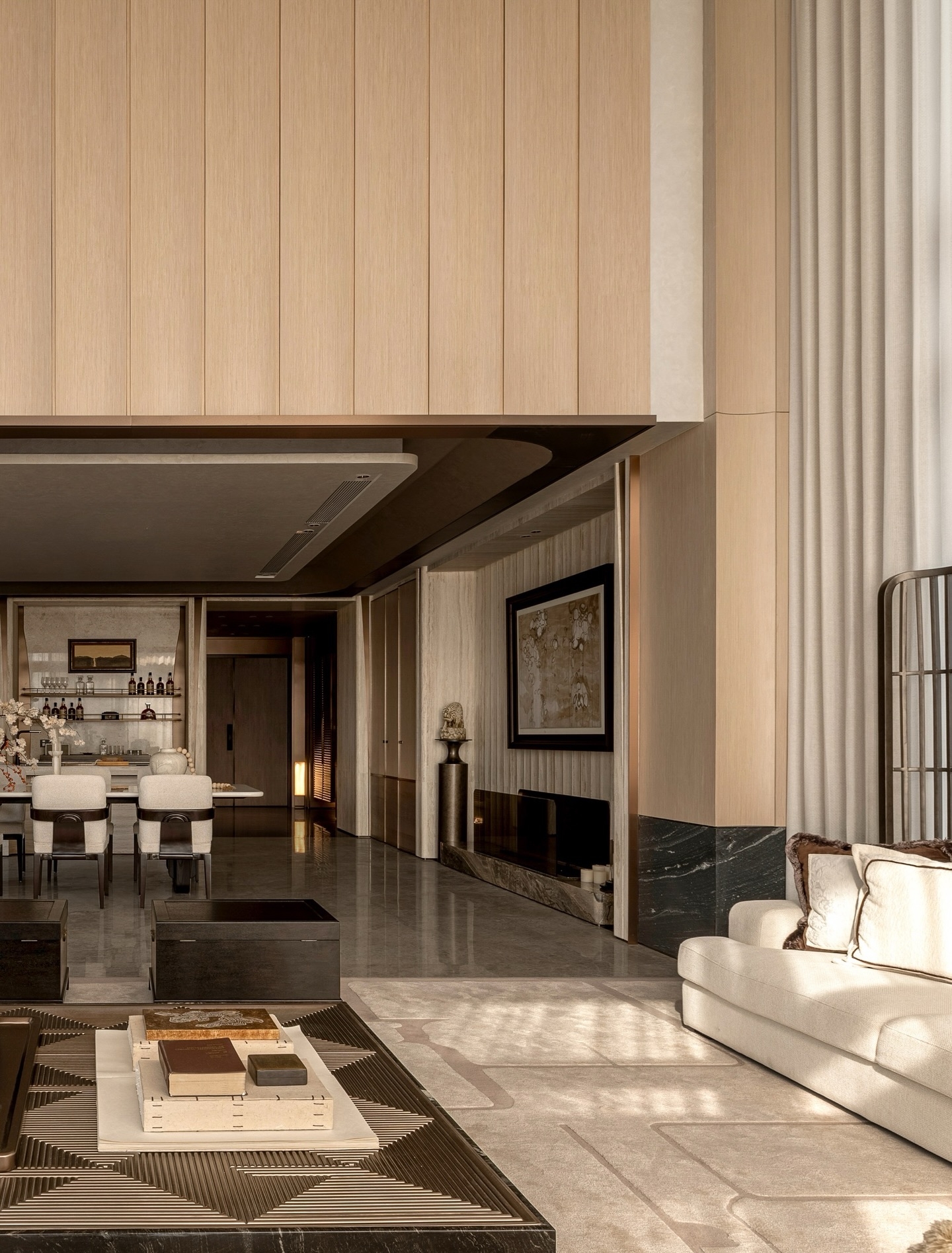 Ultra luxury home interior featuring a high ceiling.
