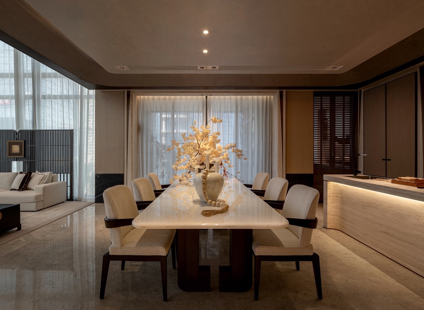 Ultra luxury home interior featuring a high ceiling.