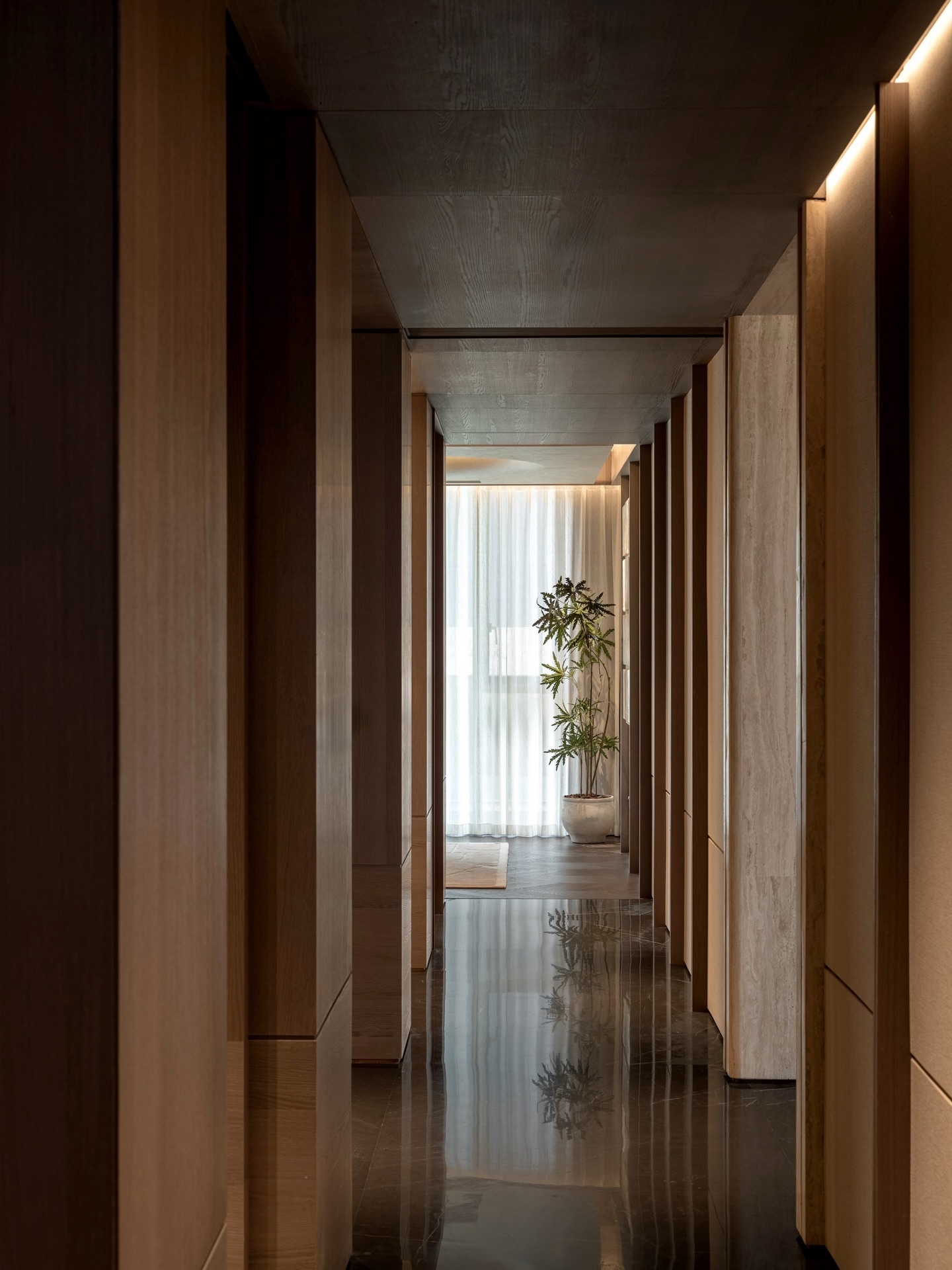 Stylish wood toned interior design