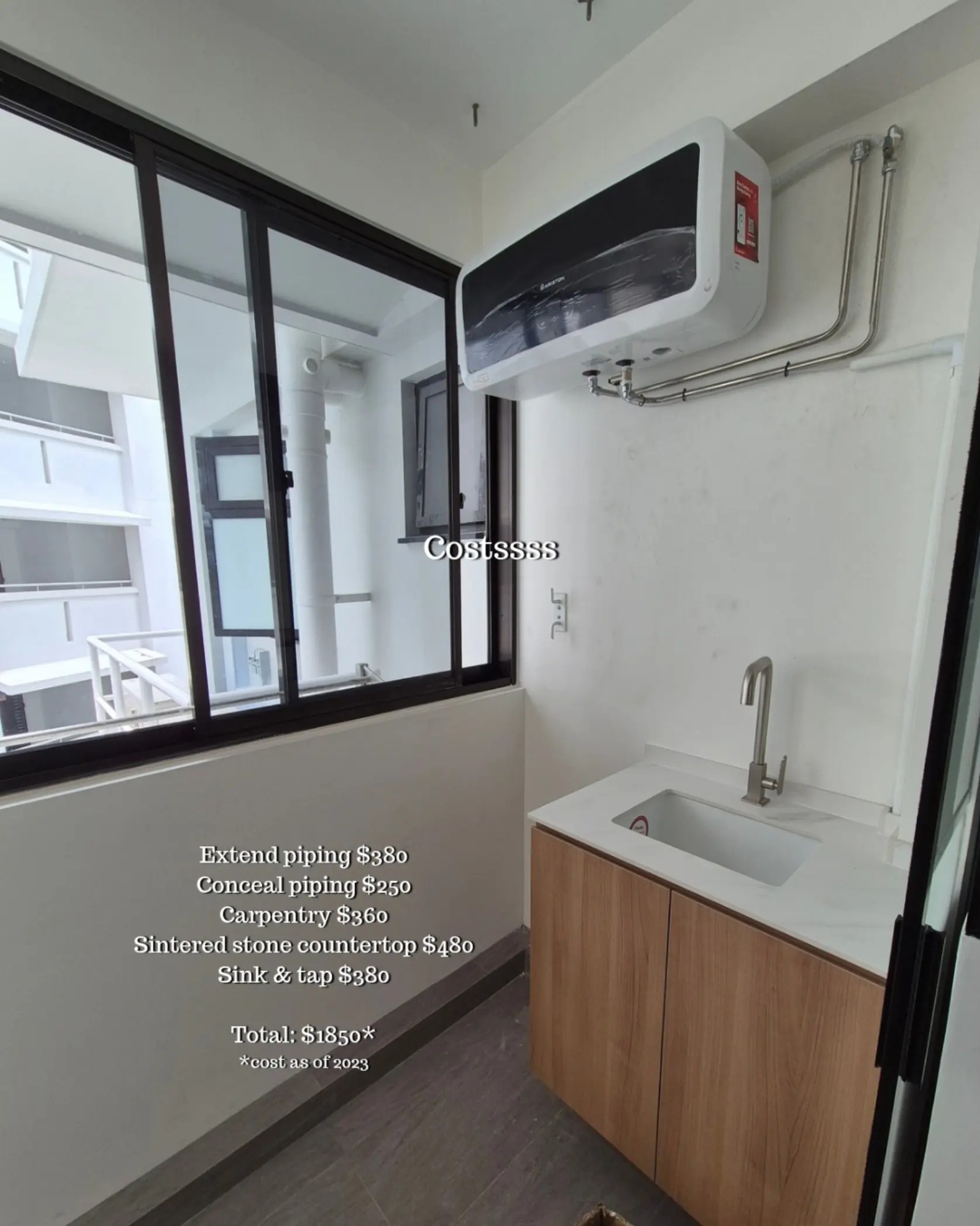 Costs to construct a sink in the service yard
