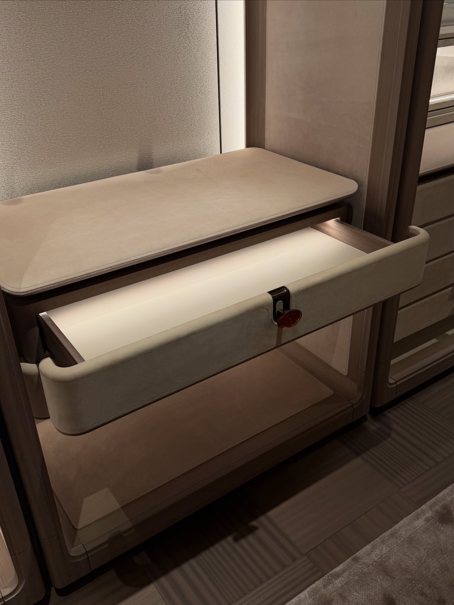 Stylish, modern walk in wardrobe design