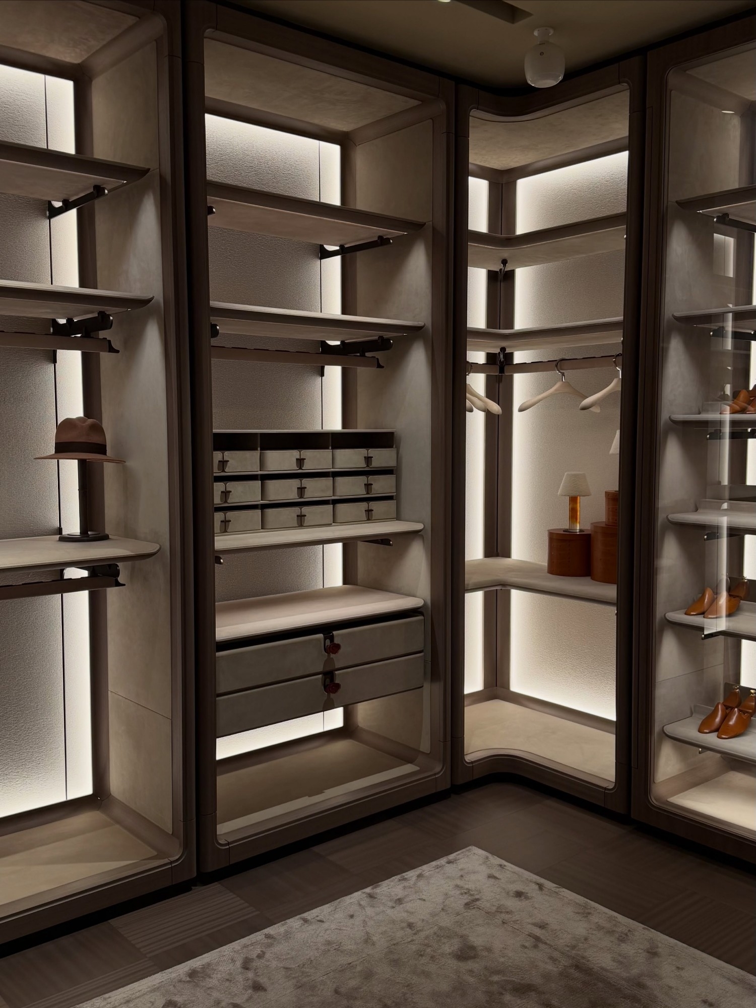 Stylish, modern walk in wardrobe design