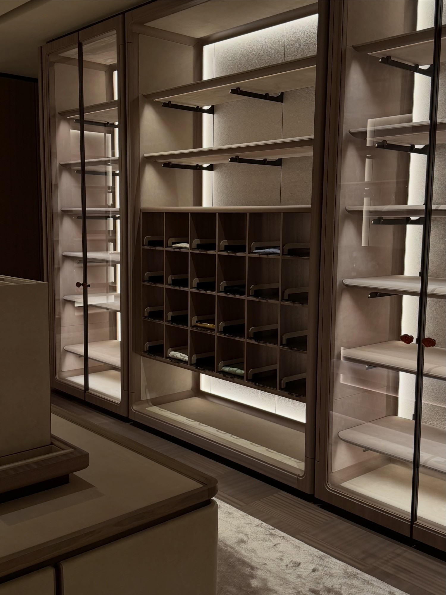 Stylish, modern walk in wardrobe design