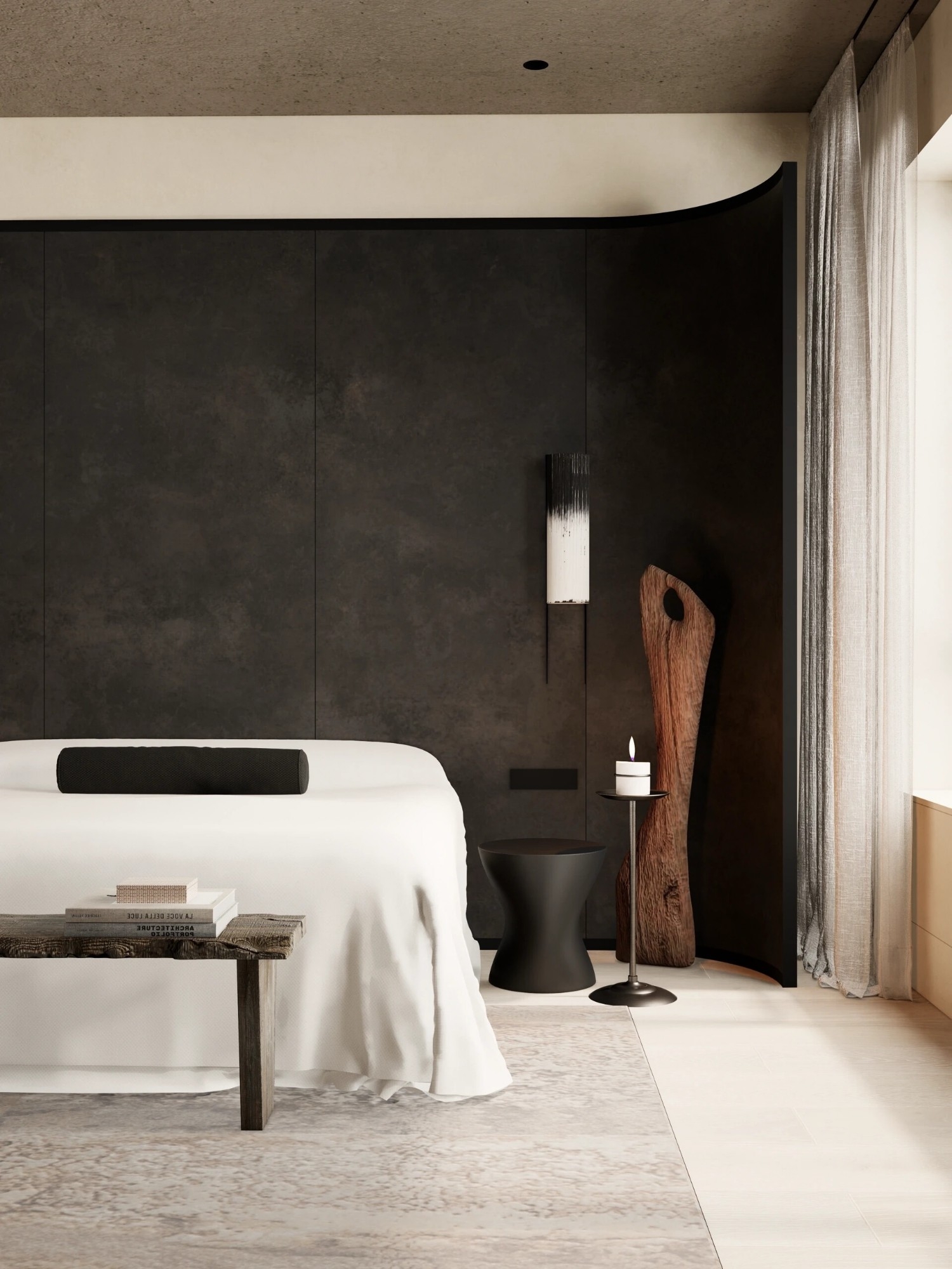 Stylish bedroom & bathroom
