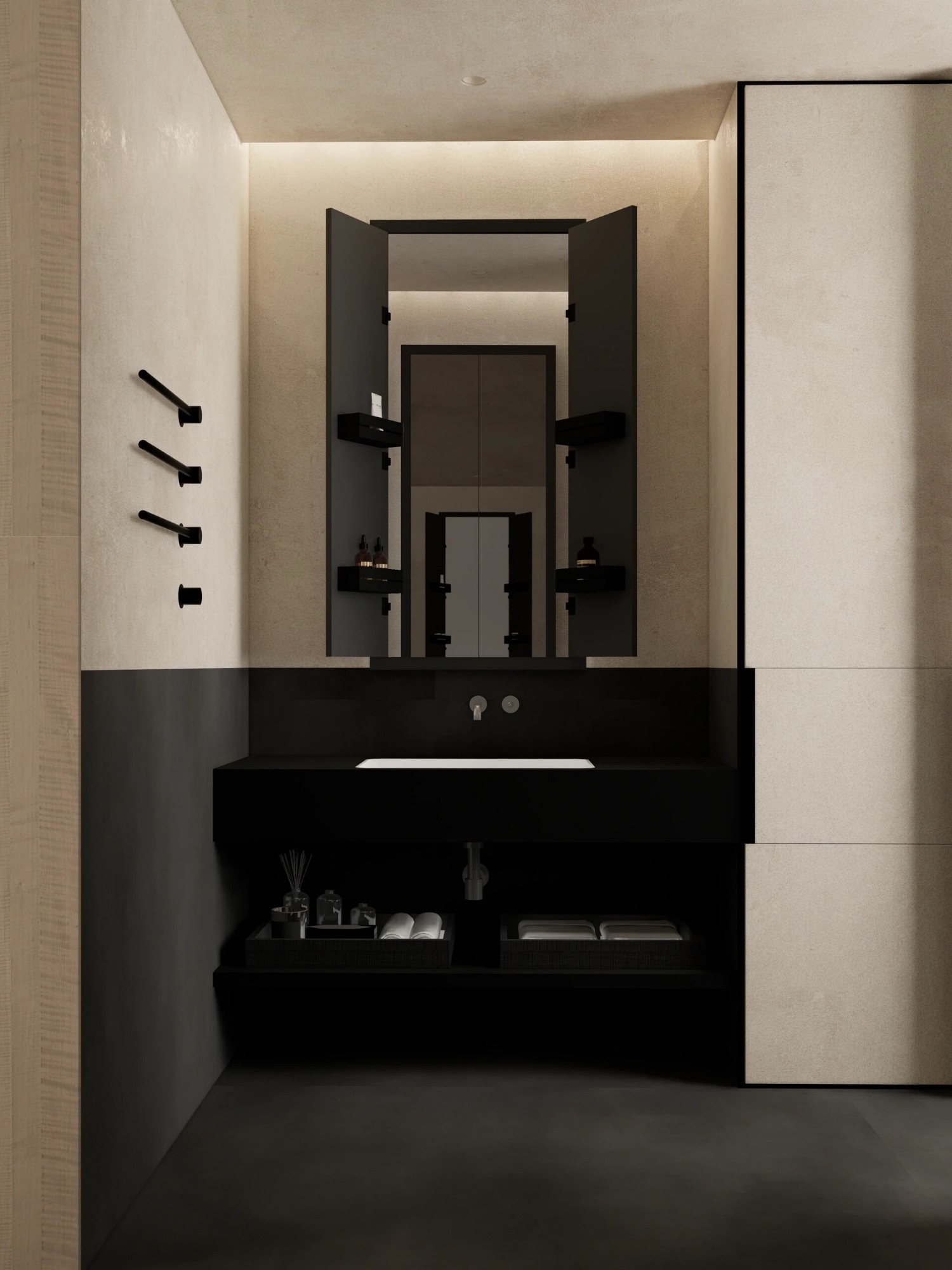 Stylish bedroom & bathroom