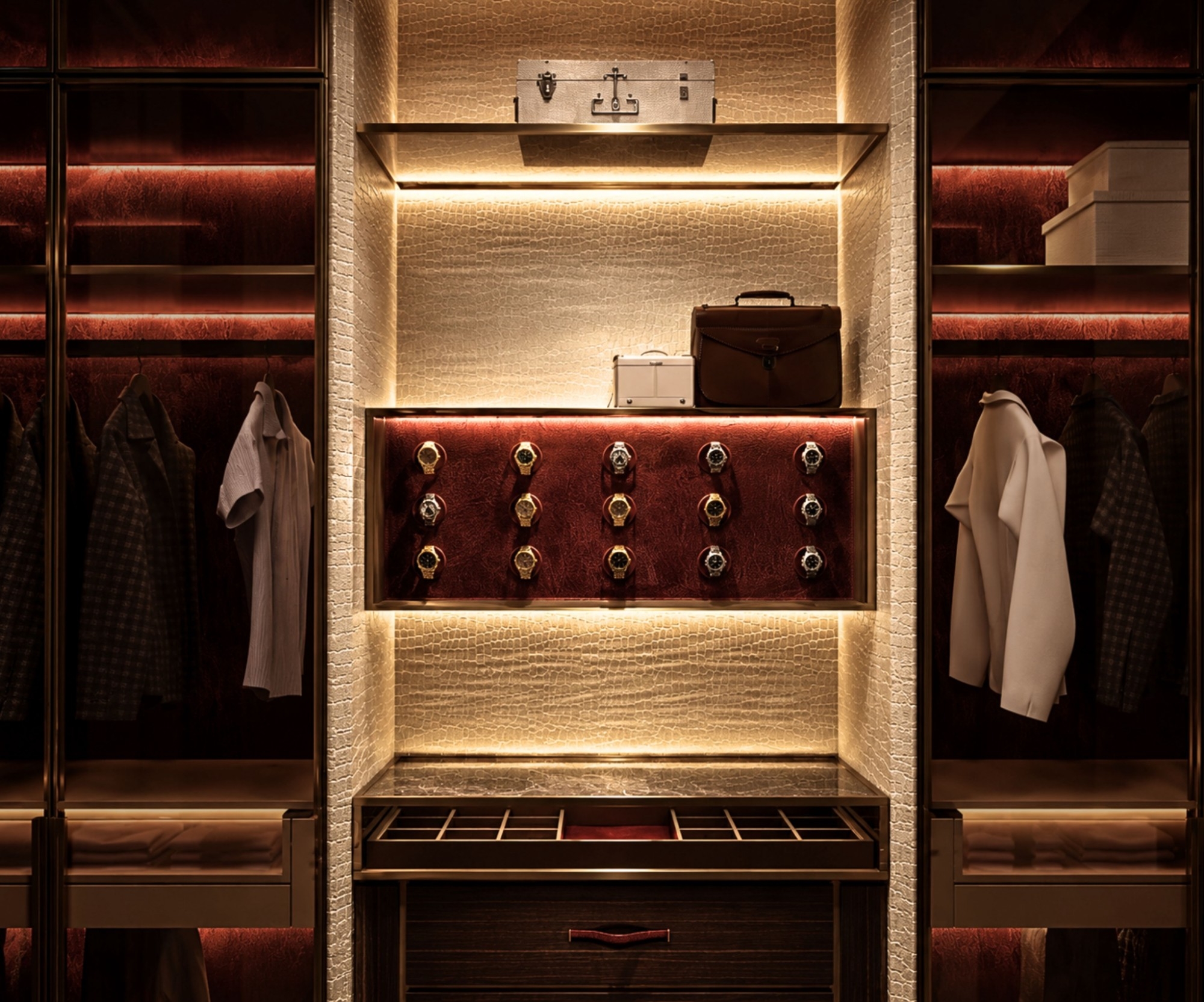 Ultra luxurious high end walk-in wardrobe room