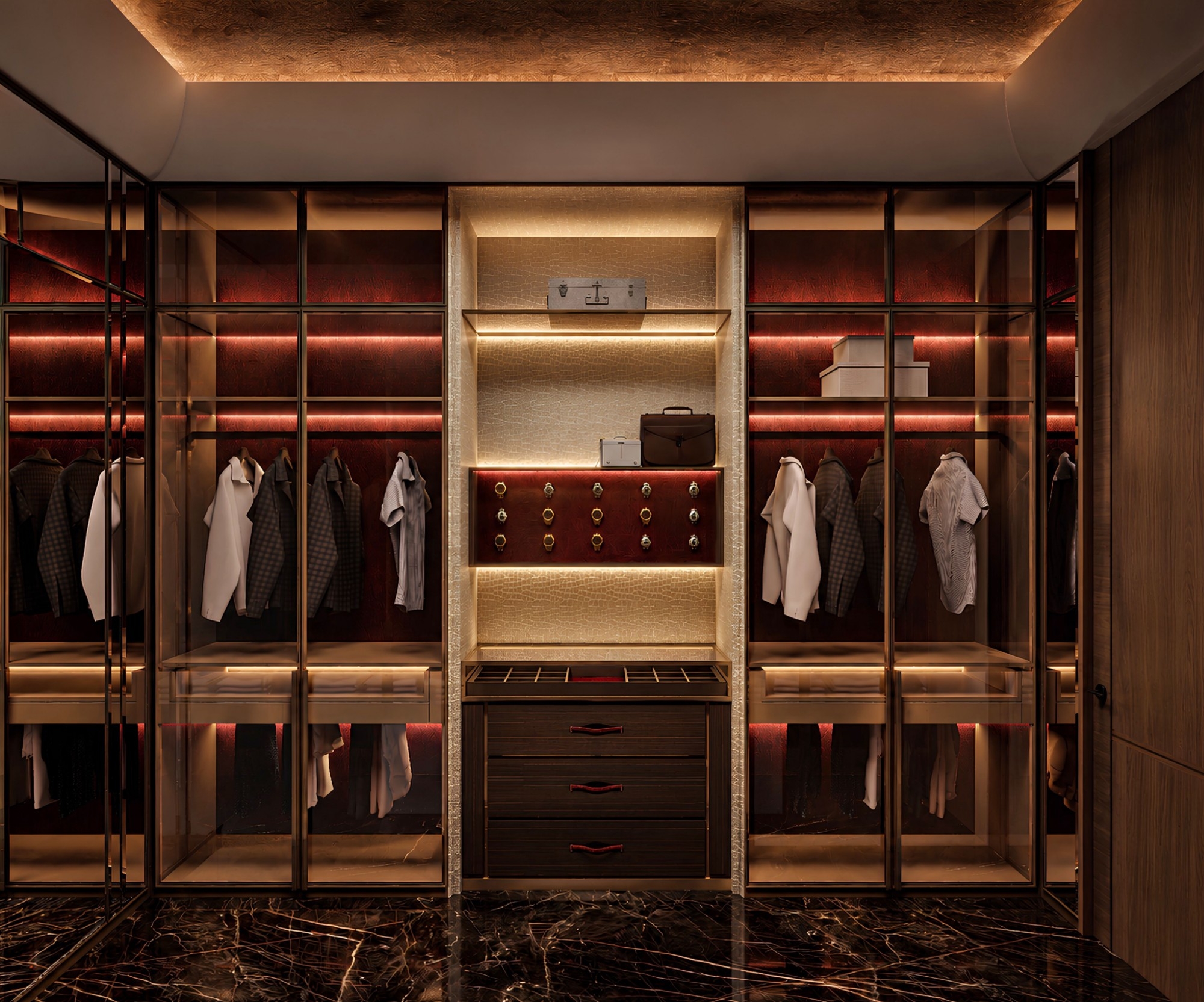 Ultra luxurious high end walk-in wardrobe room