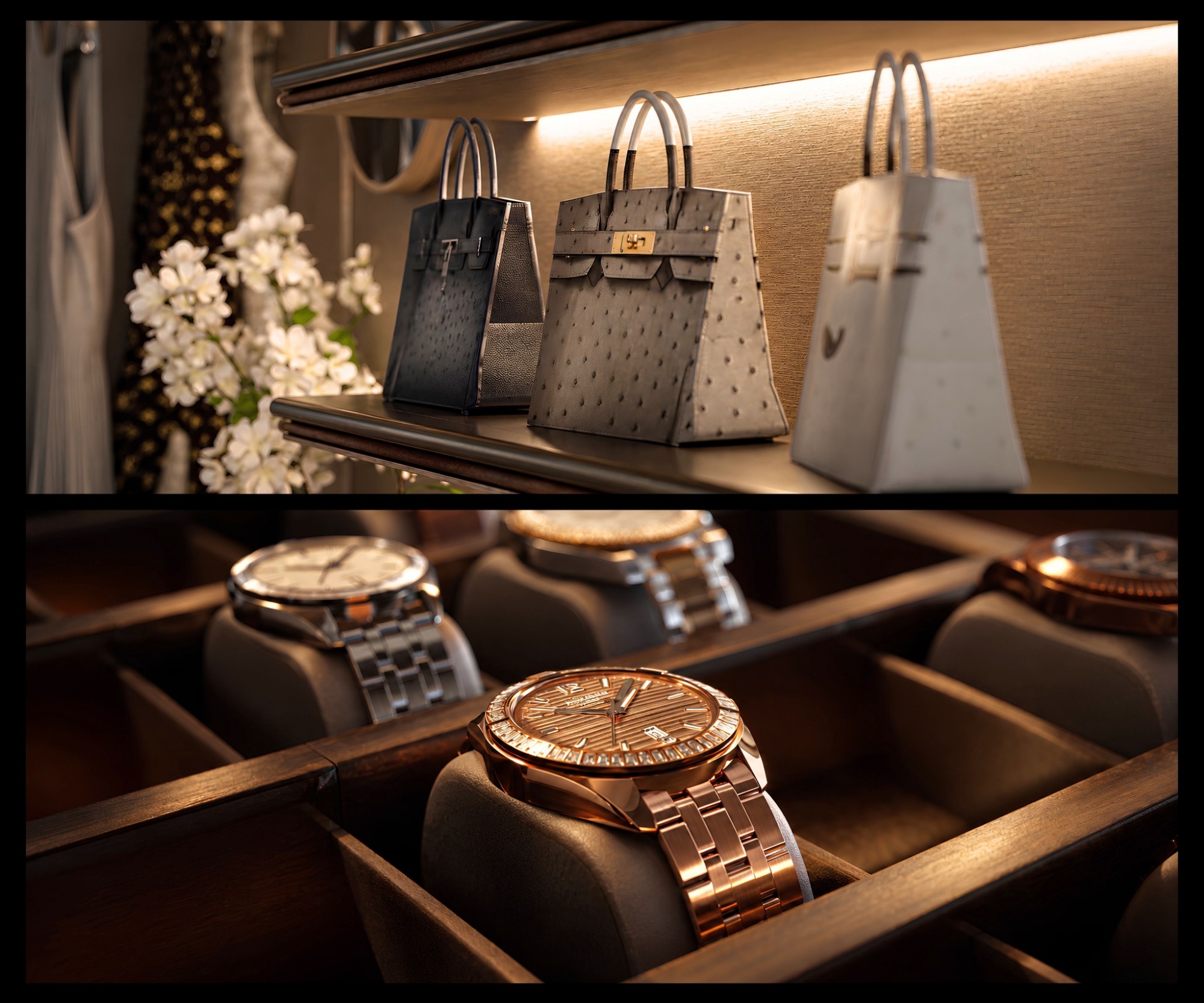 Ultra luxurious high end walk-in wardrobe room