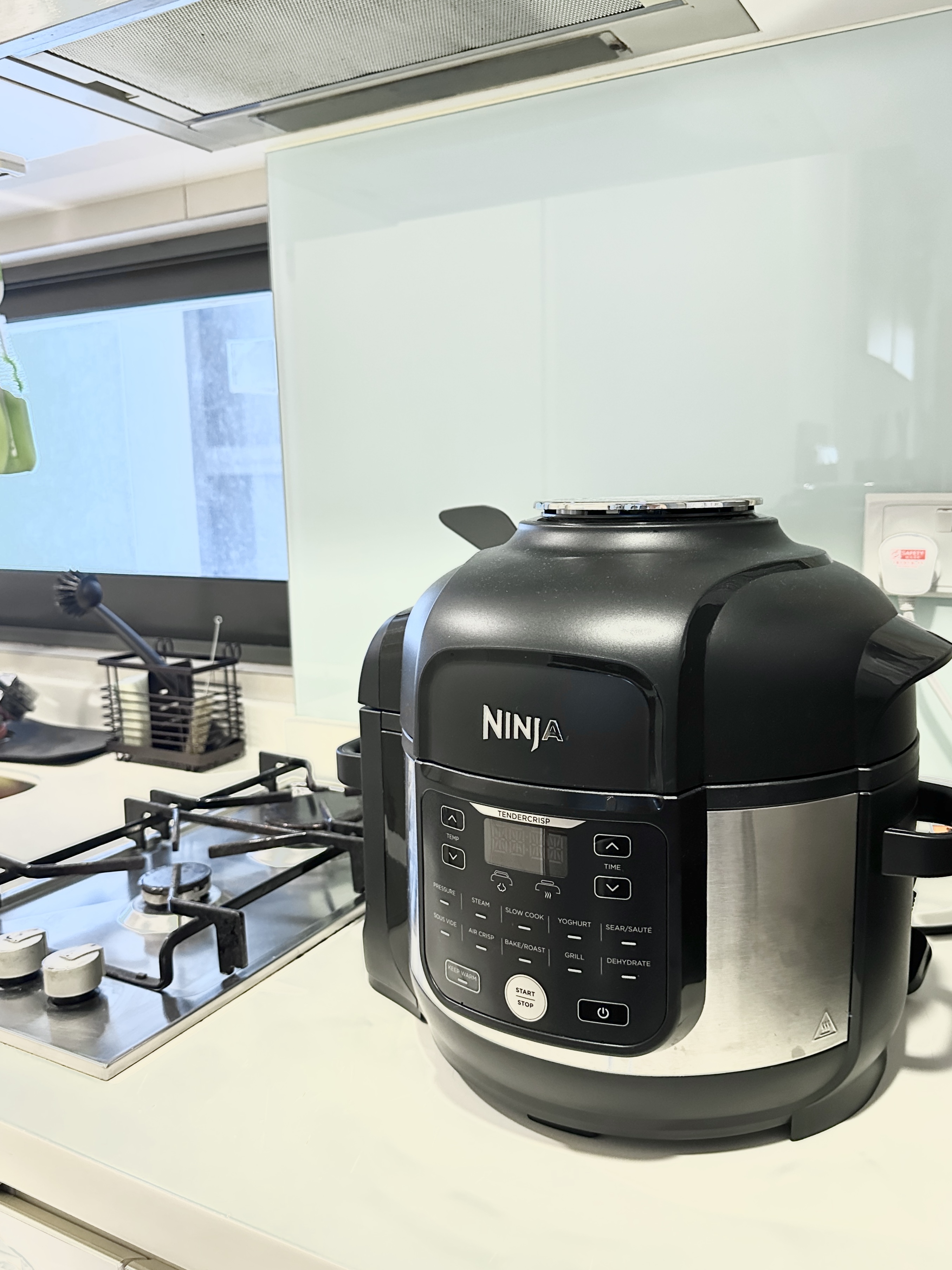 Welcome To Our Mid-Century Modern Condominium - Ninja electric pressure cooker, stainless steel exterior, control panel