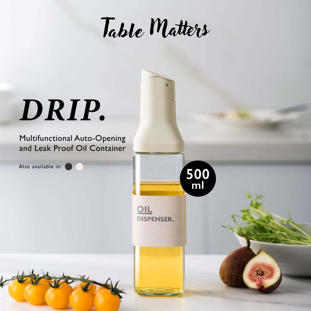 Table Matters DRIP 500 ml Multifunctional Auto-Opening and Leak-Proof Oil Container - White