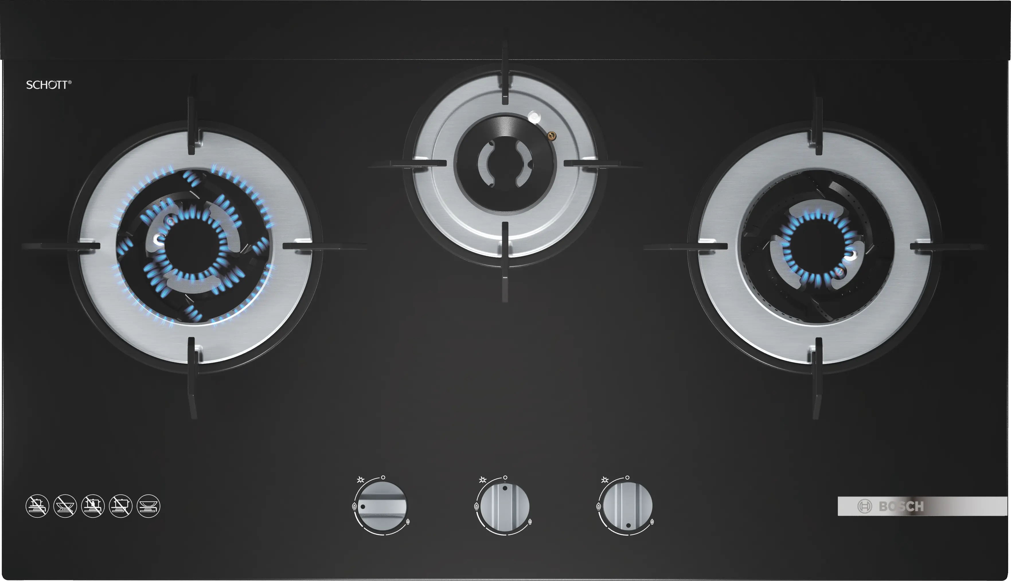 Bosch Series 4 Gas Hob 78 cm Tempered Glass, Black PMD83D31AF