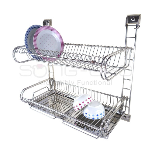 Song-Cho 5254S 2-Tier Dish Rack with 5521-450 Stainless Steel Tray