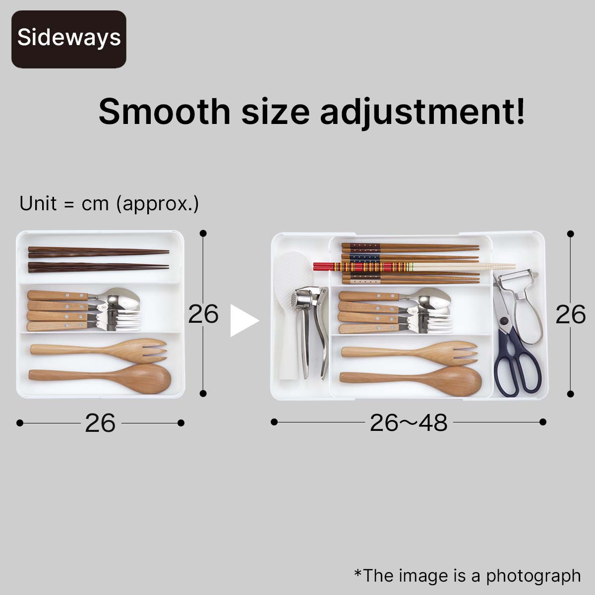 2 Way Extension Cutlery Tray White N-BLANC