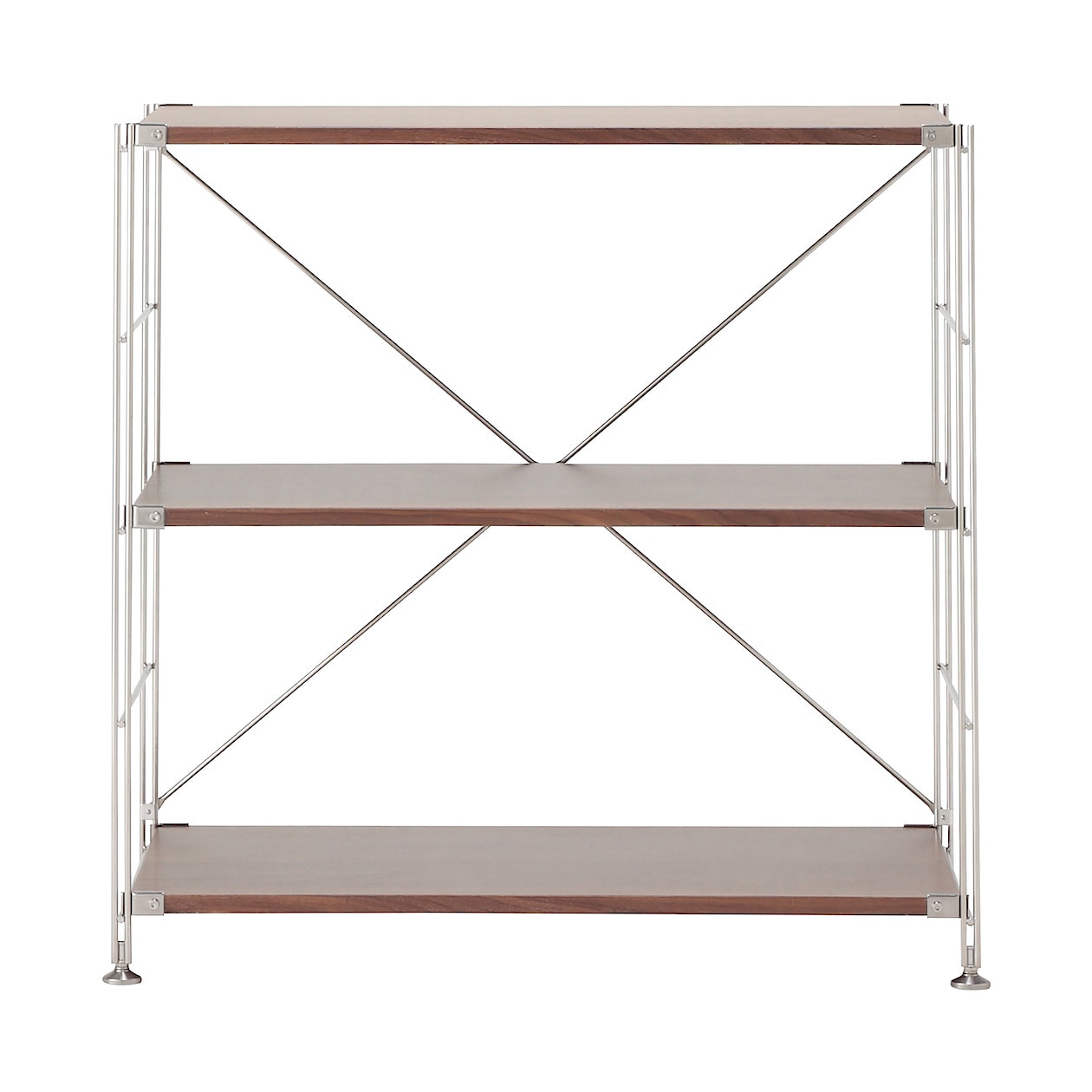Stainless Steel Unit Shelf Walnut Shelf Set - Wide S (W86×D41×H83 cm)