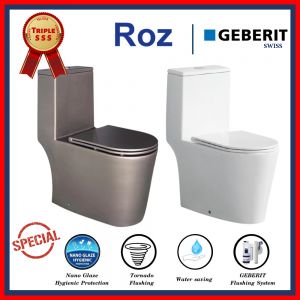 Roz 838-GN One Piece WC + Geberit Flushing System - White