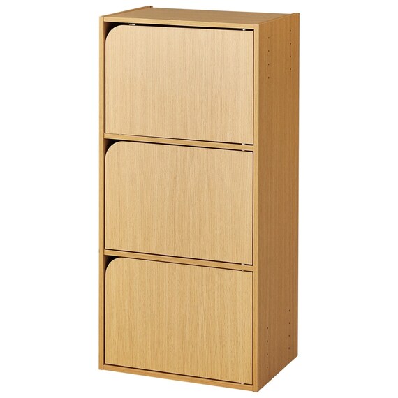 Stacking Colour Box NCOLOBO with Door 3-Tier - Light Brown