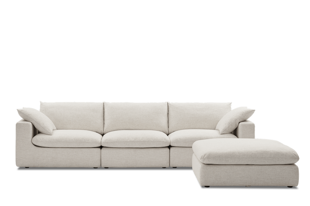 Dawson Extended Sofa with Ottoman - Cream (Beach Linen)