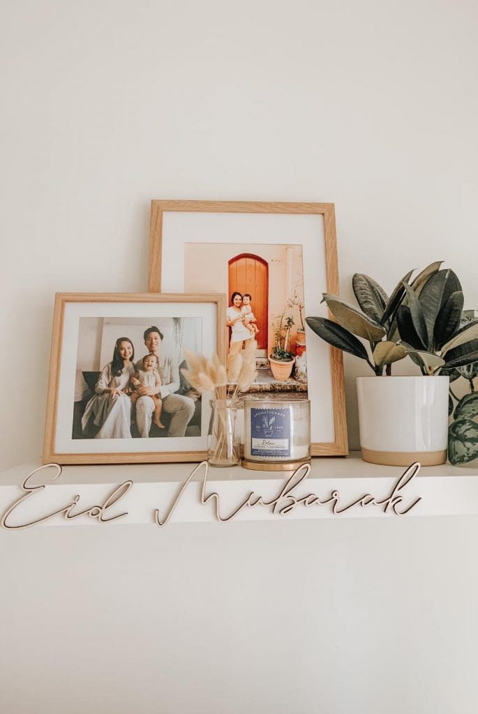 Hari Raya Signage - Eid Mubarak Wooden Signage - Natural Plywood