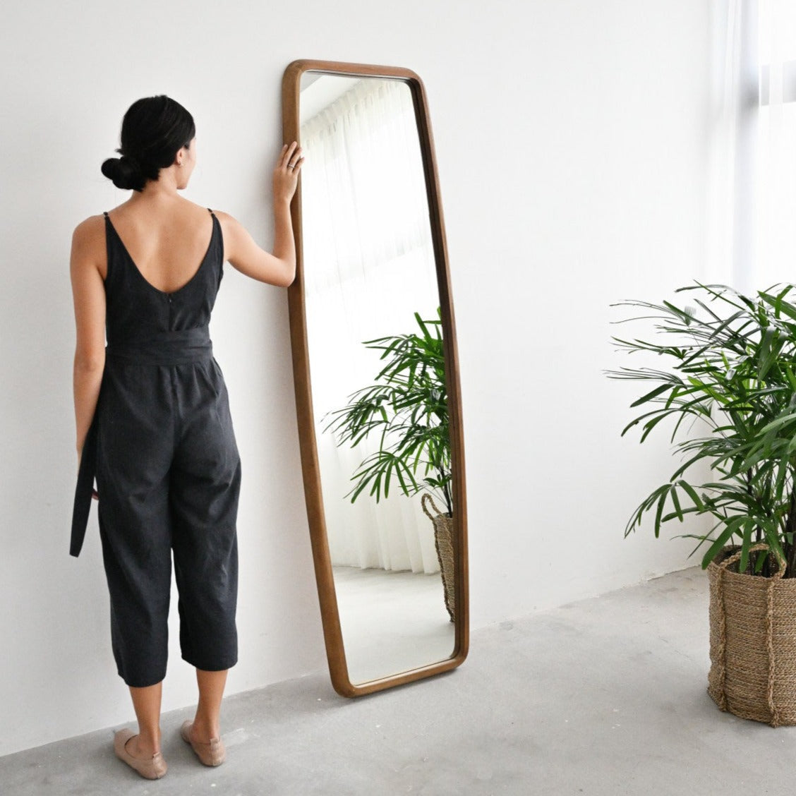 Exotic Wood Standing Mirror - Natural - 60cm x 200cm