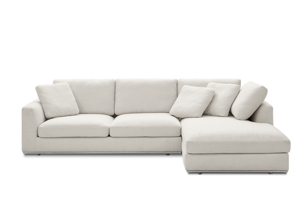 Hamilton Chaise Sectional Sofa - Performance Textured Plain Weave (Marcel), Cream (Brilliant White)