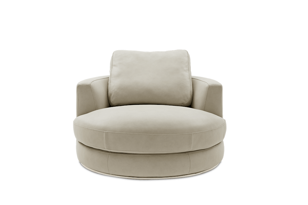 Hamilton Leather Round Swivel Armchair - Marche, Ivory